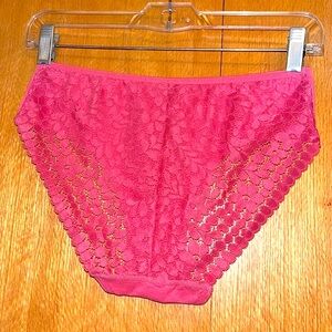 New LAURA ASHLEY Large coral open floral lace rear stretch panty panties